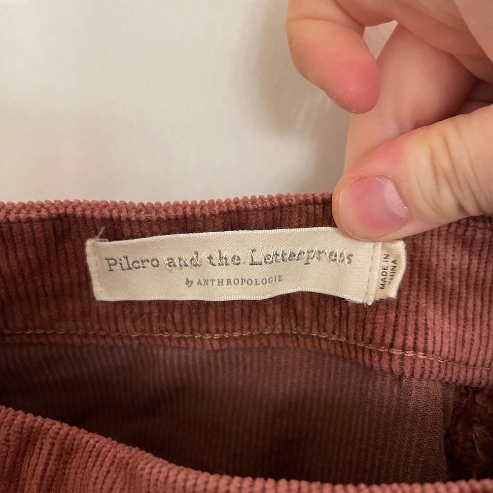 Pilcro Anthropologie Corduroy Wide Leg Burgundy Pants Fall Chic Modern - Picture 7 of 9